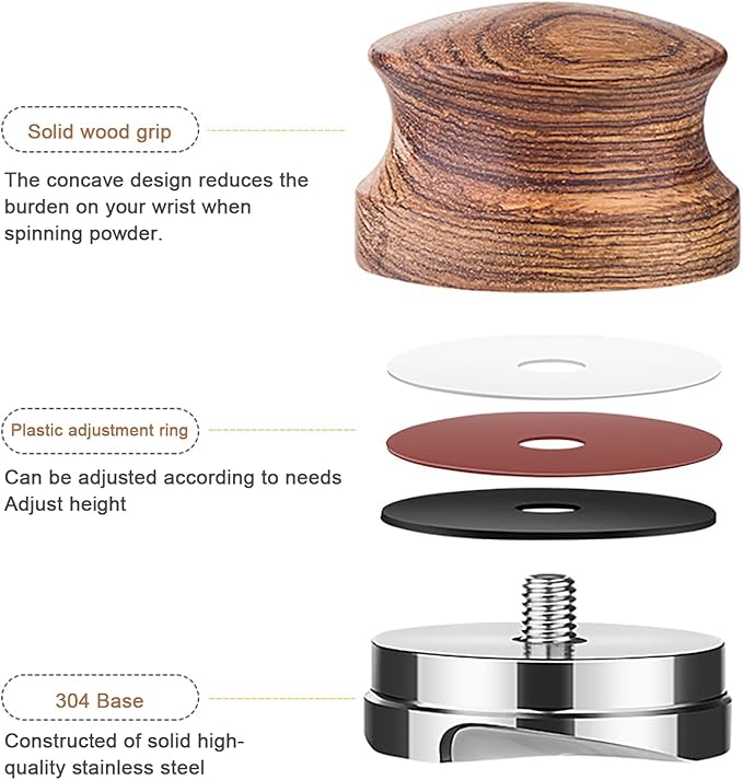 Coffee Tamper 58mm with Wooden Handle, Beautiful Espresso Hand Tampers for Premium Barista, Coffee Lovers, Handmade Coffee Shop