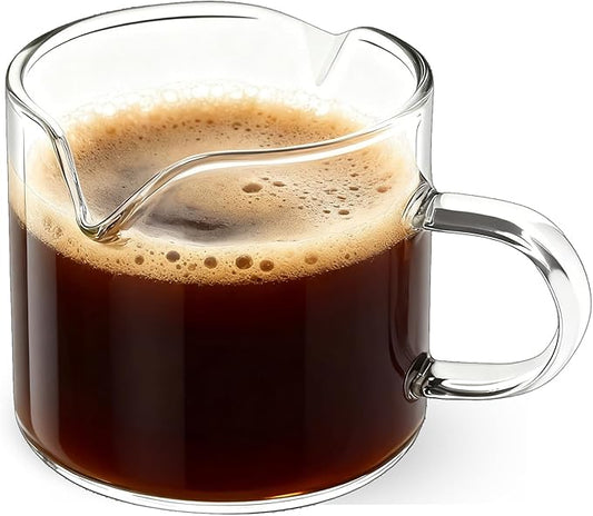 BCnmviku Shot Glasses Espresso Parts Double Spouts Milk Cup Clear Glass (Clear Glass-1Pack)