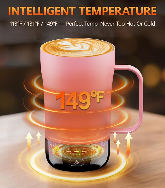 Self-Heating Coffee Mug, 14oz Heated Coffee Mug - Rechargeable Temperature Control Coffee Mug Keep Coffee Hot, Smart Mug Great Gift for Coffee Lovers & Slow Sippers - Image 2