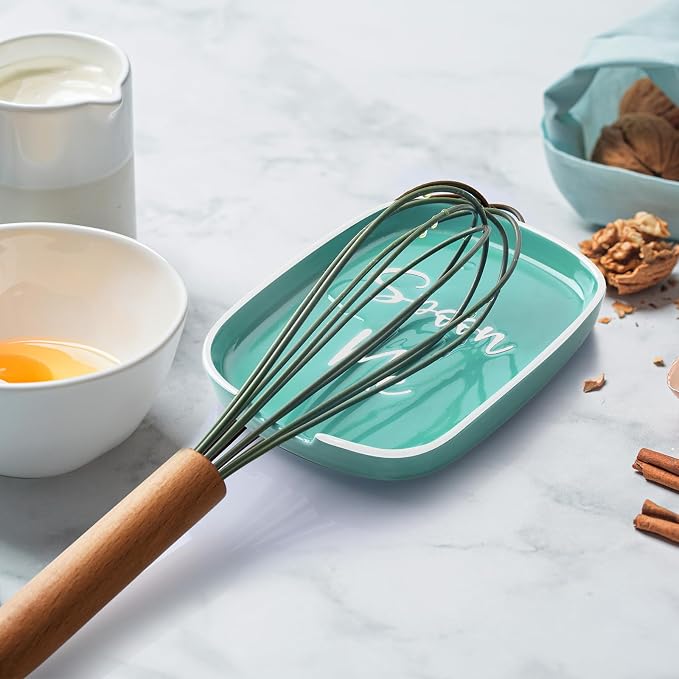 Turquoise Spoon Rest for Stove Top, DAYYET Teal Ceramic Large Spoon Holder, Spoon Rest for Kitchen Counter, Heat-Resistant Cooking Utensil Rest, Teal Kitchen Decor and Accessories - Image 6
