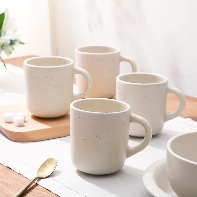 Bloomhouse - Two Time Oprah's Favorite Things Winner - Corsica Clay 4-Piece Mug Set – Sea Salt White Stoneware Coffee & Tea Cups, Durable Ceramic Drinkware - Image 2