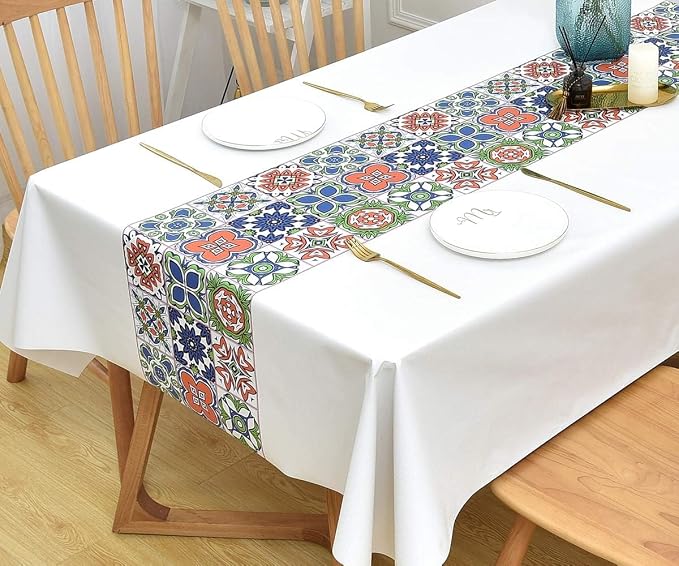 Wipeable Waterproof Tablecloth Vinyl Tablecloths for Rectangle Tables Heavy Duty PVC Tablecloth for Kitchen Dining Table(Flowers-3, 54'' x 108'') by Yofori
