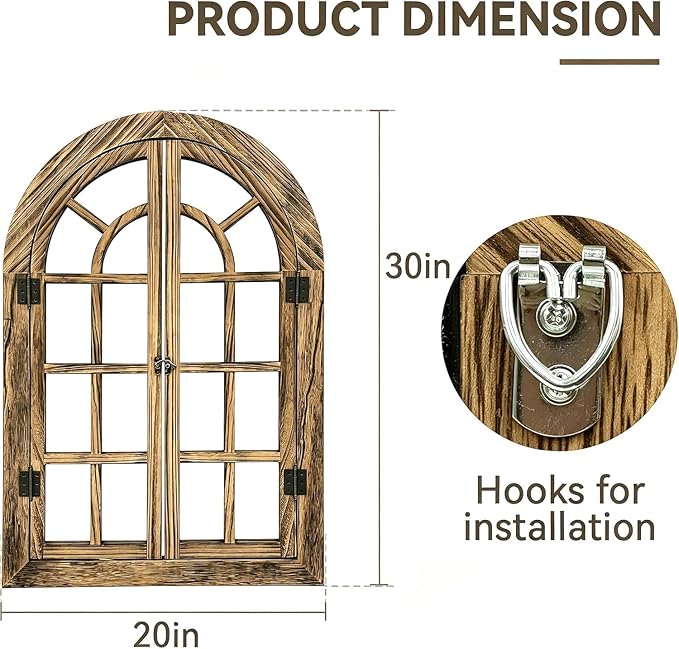 Window Mirrors for Wall Decor -Arched Wall Mirror Farmhouse Wall Decor Wood Frame Decorative Wall Mirrors Like Window for Bedroom, Living Room, Entrance, Dining Room - Image 7