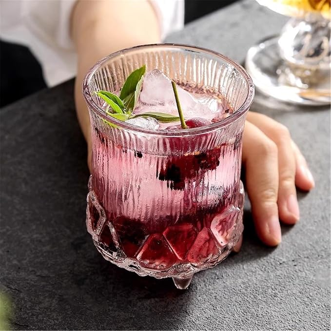 drinking glassware Bark Pattern Embossed Drinking Glasses Glass Cup(Medium) - Image 4