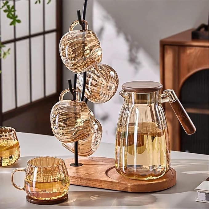 drinking glassware Amber-colored Glass Cup Set, 4 Pcs 15oz - Image 6