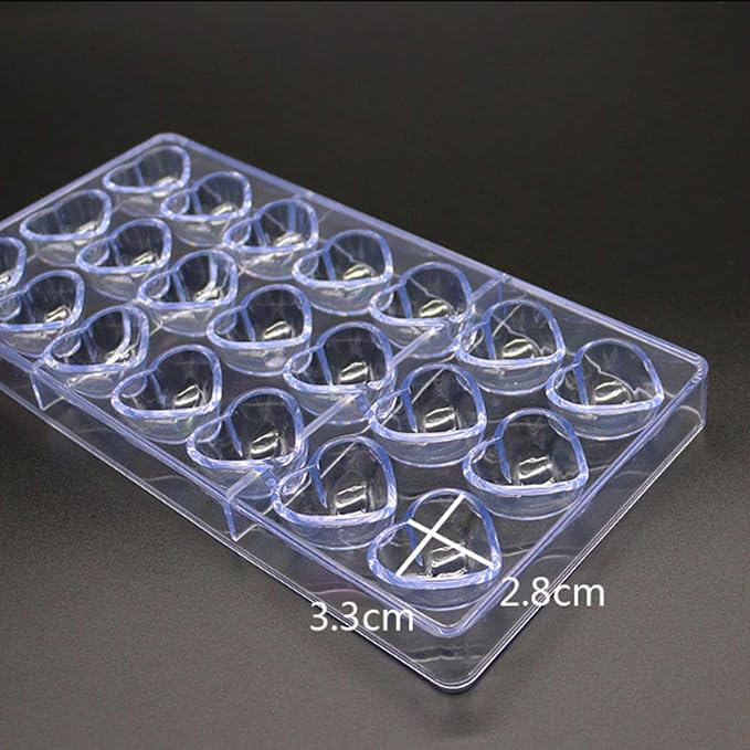 Polycarbonate Chocolate Mold, Sweet Candy DIY Mold 21 Mini Heart Shaped Clear Plastic PC Handmade Chocolate Making Mold Pastry Dessert Baking Pan Cake Decoration Tool for Mousse, Jelly, Candy, Chocola - Image 3