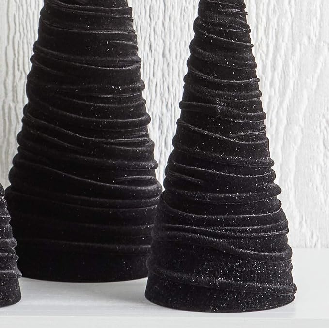 Your Heart's Content Black Velvet Trees Set of 3, Handcrafted Mantel Decor, Valentine Tree Tablescape, Holiday Table Centerpiece, Minimalist Shelf Sitter, Elegant Gift for (Black) - Image 5