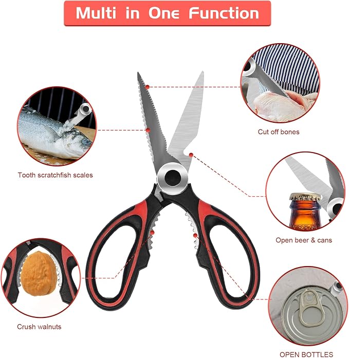 SZHLUX 2-Pack Kitchen Scissors Heavy Duty, Premium Sharp Kitchen Shears for Food, Fish, Meat, Bones, Poultry and Vegetables with Strong Stainless Steel Blades Multi Purpose Cooking Scissors - Image 2