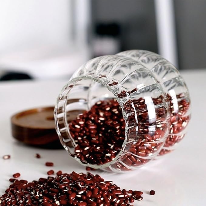 Glass Food Storage Container Jar with Airtight Seal Acacia Wood Lids Clear Glass canister Coffee,Tea,Spice Containers Sugar,Cookies,Nuts,Snack,Candy Jar - Image 4