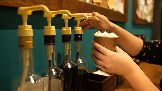 By The Cup Gold Coffee Syrup Pump for 750 ml Bottles (Pack of 2) Fits Upouria, Torani, DaVinci, and Monin (1L Plastic Only)
