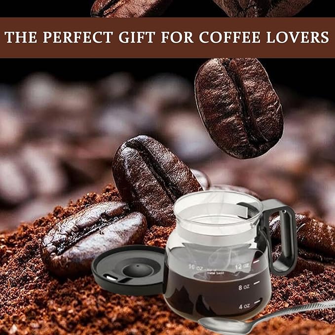 16 Oz Glass Coffee Mug – Coffee Pot Style, Glass Coffee Mug In Coffe e Pot Shape, Coffee Mug That Looks Like A Coffee Pot, Comes With A Straw-Type Travel Lid, Gifts For Co-Workers, Friends (1PCS)