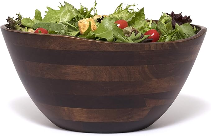 Lipper International Walnut Finish Large Wavy Rim Bowl