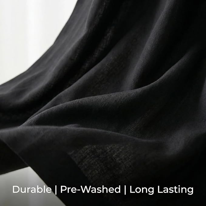 Urban Villa Cotton Grommet Curtains 50x84 (2 Panels) Black - Image 8