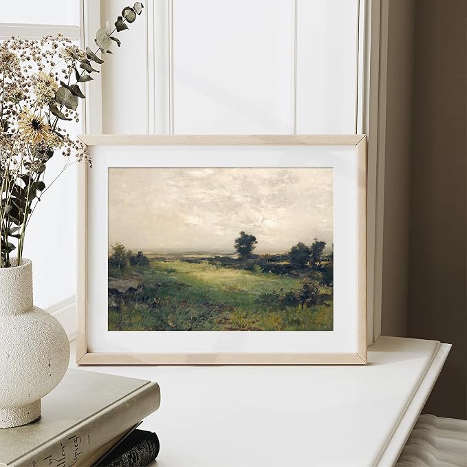 XOCUUI Vintage Landscape Unframed Canvas Wall Art, Vintage Rural Hill Prints, The Vast Grassland Classic Wall Prints Farmhouse Bathroom Office Decor - 12x16in - Image 2