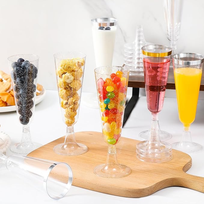 SUREHOME Plastic Champagne Flutes Disposable Champagne Glasses 20 Pack 5 Oz Clear Plastic Mimosa Glasses Acrylic Wedding Toasting Cups for Graduation Birthday Party Supplies 2026 Bar Cocktail Cups - Image 6