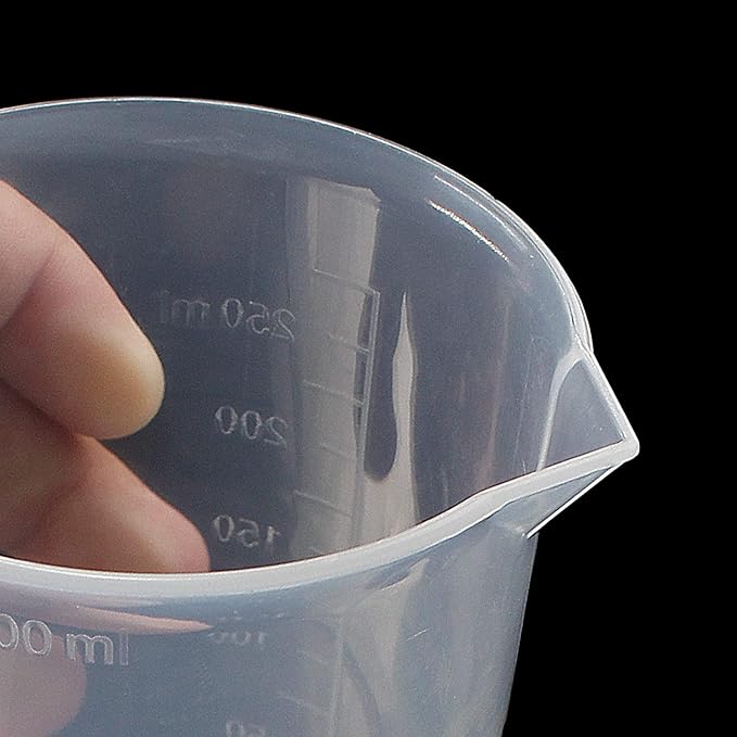 Waziaqoc 250ml-300ml Plastic Graduated Beaker (3 Pack), Transparent PP Measuring Cup Mixing Cup for Kitchen Lab