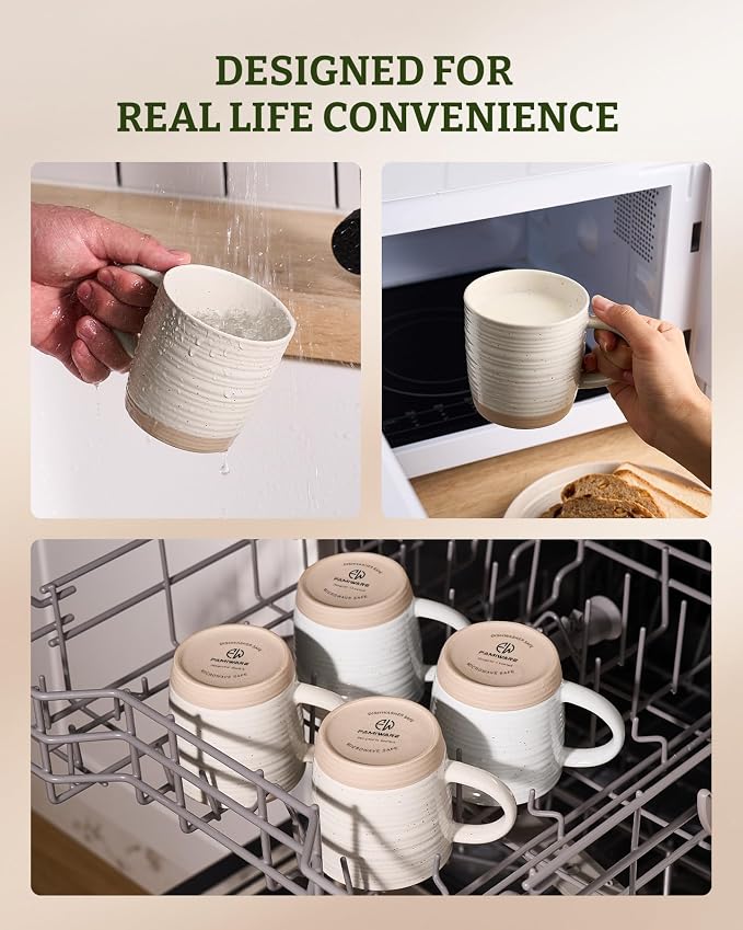 famiware Coffee Mugs Set of 4, 13 oz Mug Set, Ceramic Cup Set with Handle for Coffee, Tea, Cocoa, Milk, Constellation Series, Cream - Image 5