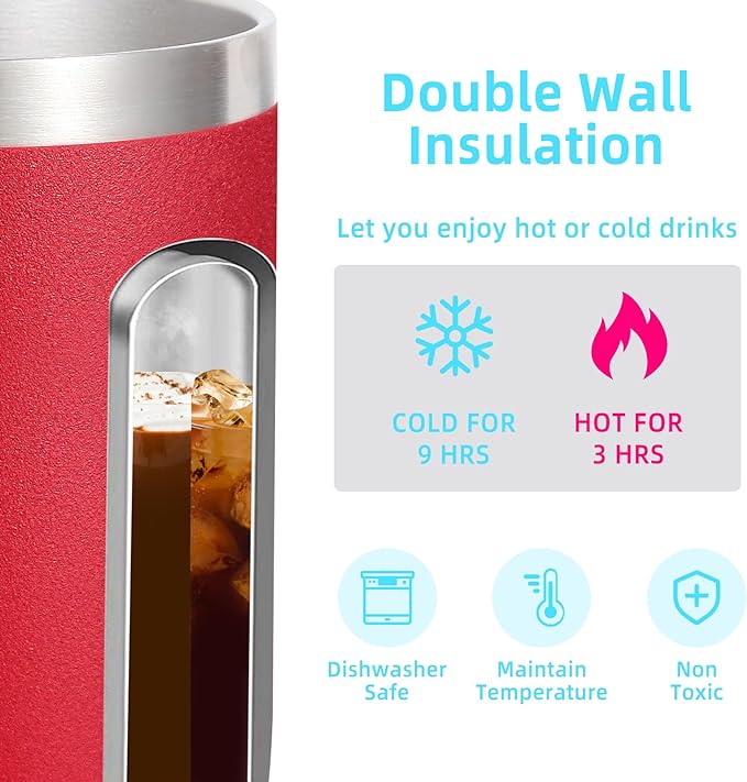 Volhoply 14oz Insulated Stainless Steel Coffee Mug with Lid Bulk 8 Pack,Double Wall Vacuum Travel Coffee Cup with Handle,Reusable Cups Tumbler Cup, Camping Mugs Keep Hot,Ideal Gifts(Assorted,8) - Image 3