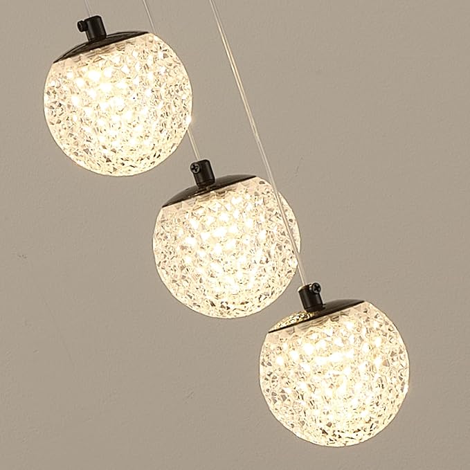 ORANOOR LED Modern 3 Ring Chandelier, 24inch Dimmable Kitchen Pendant Light | Black Dining Room Light Fixtures Ceiling Hanging Over Table, Globe Round Chandeliers for Dining Room Living Room Bedroom - Image 8