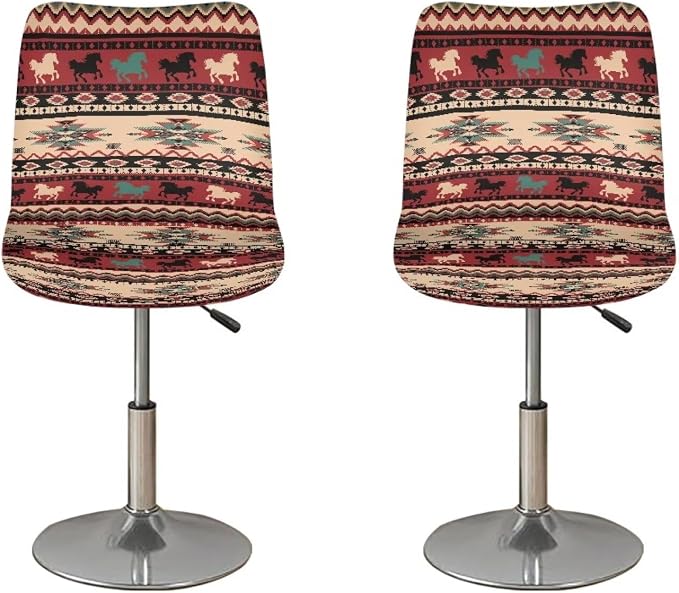 Bar Stool Covers High Stool Chair Cover for Party Kitchen Club, Reusable Waterproof 2 Pcs Bar Stool Covers Decorative Covers,Brown Aztec by Sellikakes