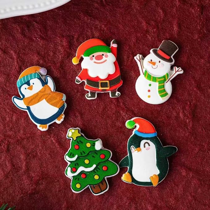 15PCS Christmas Edible Cake Topper Decorations Santa Claus Snowflakes Cupcake Toppers Decorations - Image 4