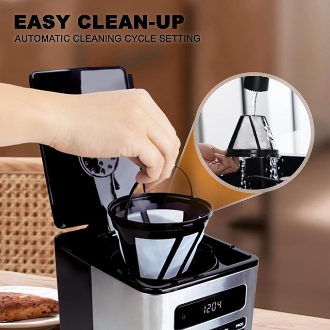 REVOTRA 12 Cup Programmable Coffee Maker, Hot and Iced Drip Coffee Makers | Regular & Strong Brew Drip Coffee Machine, 1-4 Cup, 24H Timer, Auto Shut-Off, Keep Warm, Pause & Serve - Image 8