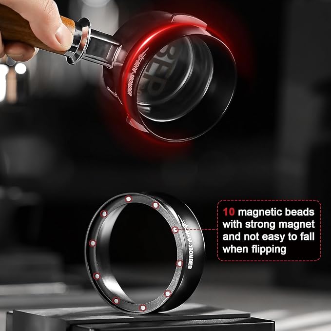 MHW-3BOMBER 54mm Espresso Dosing Funnel Magnetic Coffee Dosing Ring Portafilter Funnel Barista Tools Compatible with 54mm Espresso Portafilter DR5547B-OS
