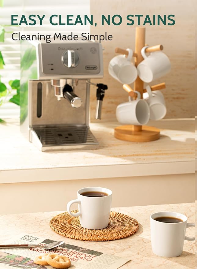 Sweese 5oz Porcelain Espresso Cups Set of 4, Mini Coffee Mugs Demitasse Cups - White - Image 4
