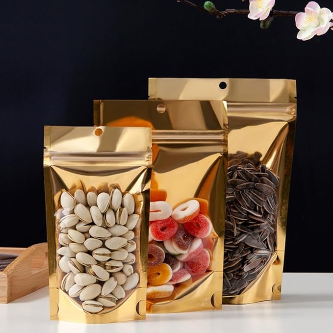 150 Pcs 1 Gallon Mylar Bags for Food Storage, 10x14 Mylar Bag with Window Stand Up Resealable Bags Smell Proof Bag Food Packaging for Small Business Freeze Dried Candy Jewelry Foil Packaging - Image 8