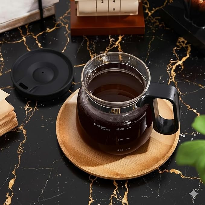 16oz coffee pot mug, coffee pot coffee mug, with spill-proof lid and heat-resistant glass, an ideal gift for coffee lovers