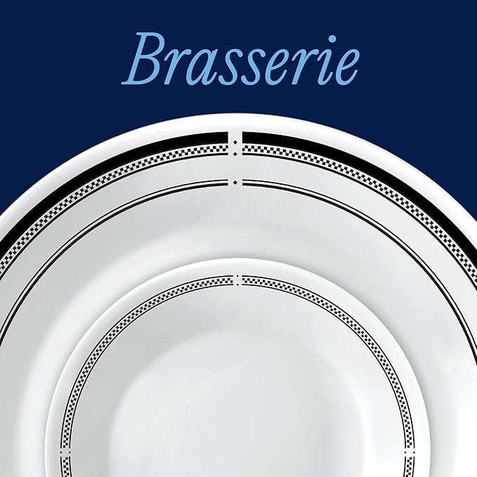 Corelle 18-Piece Round Dinnerware Set Service for 6, Lightweight Round Plates and Bowls Set, Vitrelle Triple Layer Glass, Chip and Scratch Resistant, Microwave and Dishwasher Safe, Brasserie - Image 2