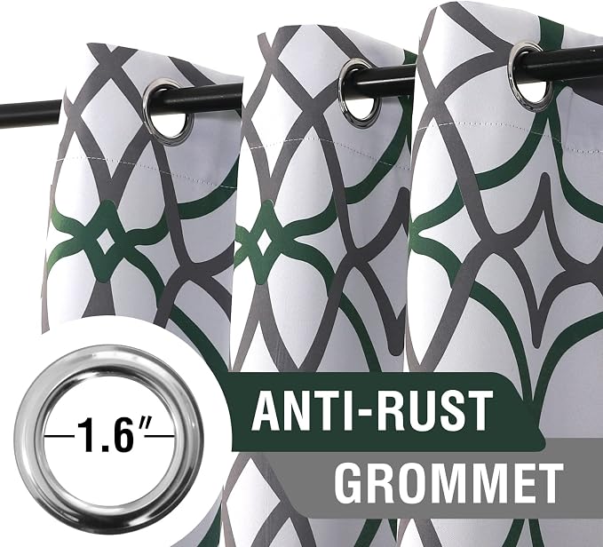 H.VERSAILTEX Blackout Curtains 96 inch Length 2 Panels Set Thermal Curtains & Drapes Window Treatment Noise Reducing Geometric Modern Grommet Living Room Curtains for Bedroom - Hunter Green and Gray - Image 3