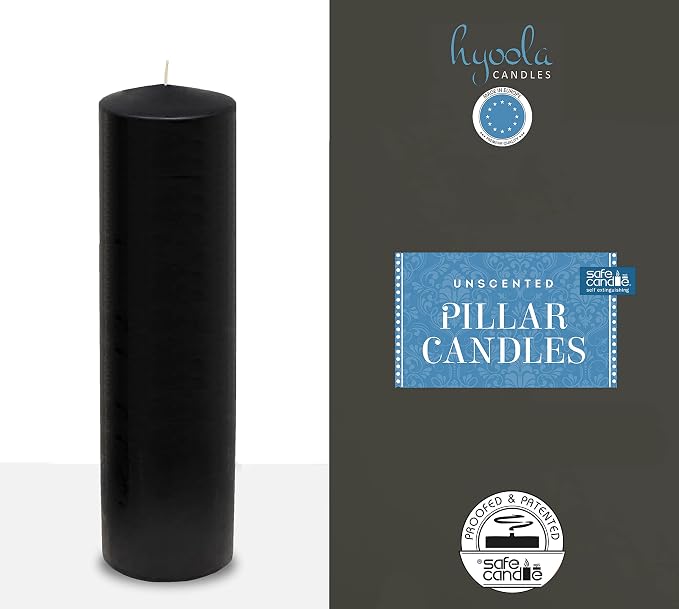 Hyoola Black Pillar Candles 2x9 Inch - 4 Pack Unscented Pillar Candles - European Made - Image 5