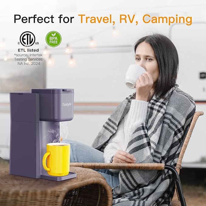 Tastyle Mini Single Serve Hot and Iced Coffee Maker for K Cup and Ground | 6 to14 Oz Brew Sizes, with Recipe Book, for Home, Travel, RV, Office and Dorm, 120V, K310IC, 2.0 version, Violet - Image 5