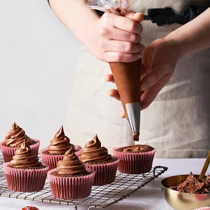 8PCS Large Piping Tips Set, Stainless Steel Cake Decorating Tips with 10pcs Piping Bags Pastry Cake Decorating Tip Baking Tools for Baking Cupcakes Decoration