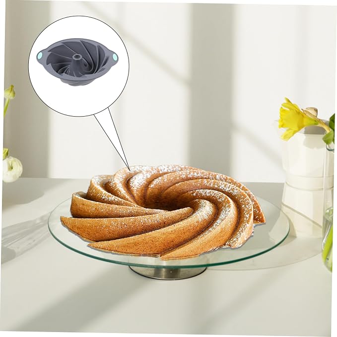 SECFOU Light Grey Silicone Spiral Cake Mold Non-stick Savarin Baking Tool Diy Baking Tray for Oven Use Easy Clean Safe for Long-term Use - Image 5