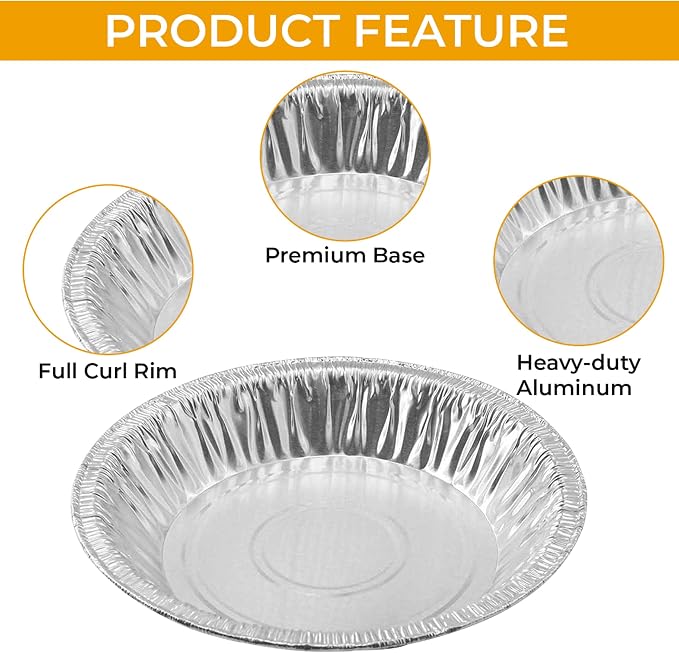 Aluminum Foil 6 inch Pie Pans, 100 Count | Disposable, Heavy Duty, Made in USA, For Baking Mini Pies, Quiche and Tarts - Image 8