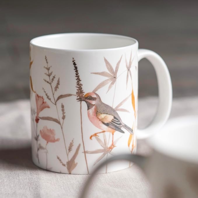 Maison d' Hermine Coffee Mug with Handles Tea Cups (15 Ounce, Pack of 2) | Fine Bone China Coffee Mugs for Hot Beverages Cappuccino Latte Home Restaurant Hotel Spring Summer -Meadow Florals - Beige - Image 8