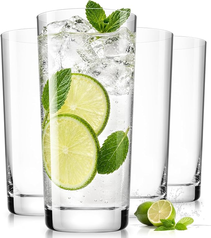 Drinking Glasses Set of 4,16oz Wide Mouth Water Glass Cups Crystal,Gift by Potdoctor