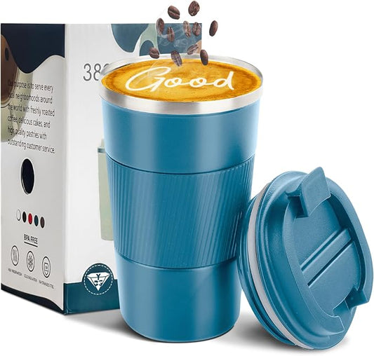 Insulated Travel Coffee Mug, Stainless Steel Coffee Cup with Leakproof Lid | Double-wall insulation keeps drinks hot or cold for hours, with a leakproof lid and portable stainless steel design by YINBAOGE