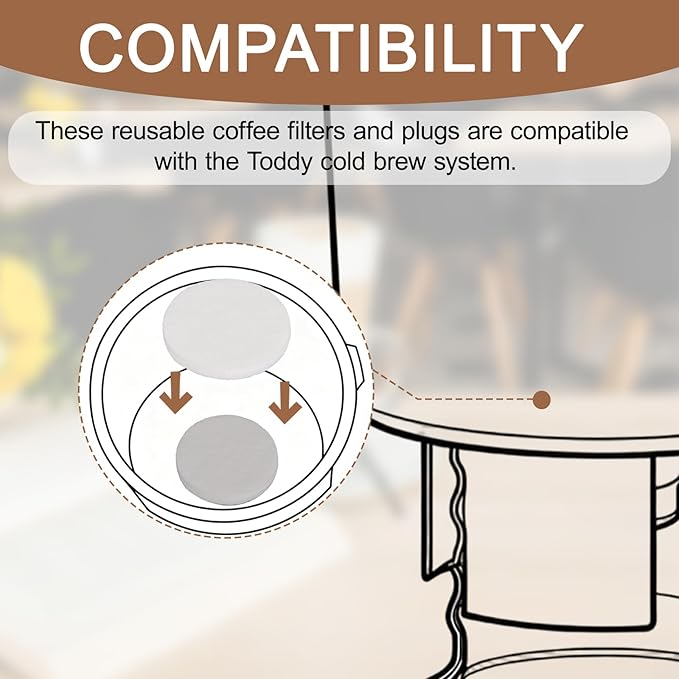 10pcs Cold Brew Coffee Filter Paper, Reusable Felt Filters Replacement Parts Accessories Supplies for Toddy Cold Brew System Coffee Maker