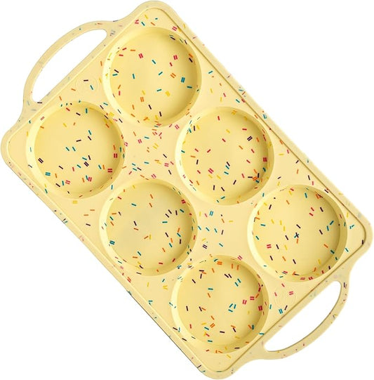 Jumbo Top Silicone Muffin Pans for Baking, 4 Inch Silicone Jumbo Muffin Pan 6 Cup, Egg Pan for Baking English muffins, Whoopie Pies, Corn Bread Bites, Confetti Muffin Top Pans Non Stick