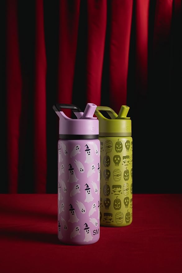 Simple Modern Halloween Kids Water Bottle | 14oz | Ghosts | Insulated Stainless Steel Toddler Water Bottle, Kids Tumbler with Straw | Spill Proof for School, Girls, Boys, Witchy Ghosts - Image 2