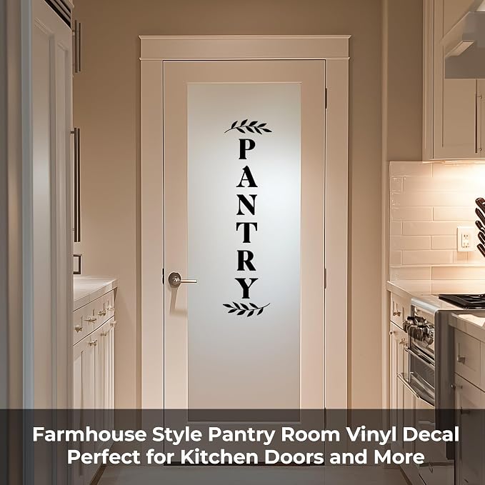 Pantry Vinyl Decal, Pantry Door Sign, Farmhouse Kitchen Decor Vinyl Sticker – Black Pantry Door Sign (Black, H - 17.7 inch) - Image 3