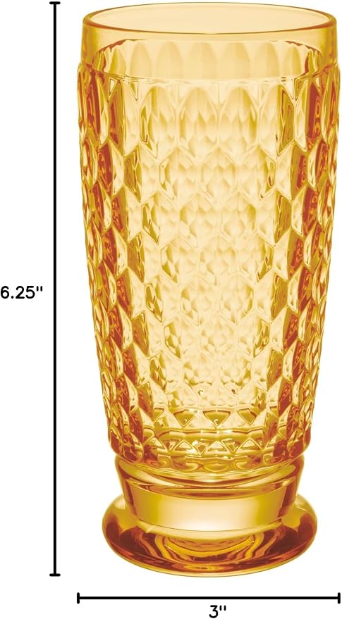 Villeroy & Boch Boston Saffron Long Drink Glass, Set of 4, 13.5 oz, Crystal Glass for Cocktails, Made in Germany, Dishwasher-Safe, Yellow | Crystal glass long drink glasses made in Germany in saffron yellow, dishwasher safe, set of 4, mix up cocktails ... - Image 4