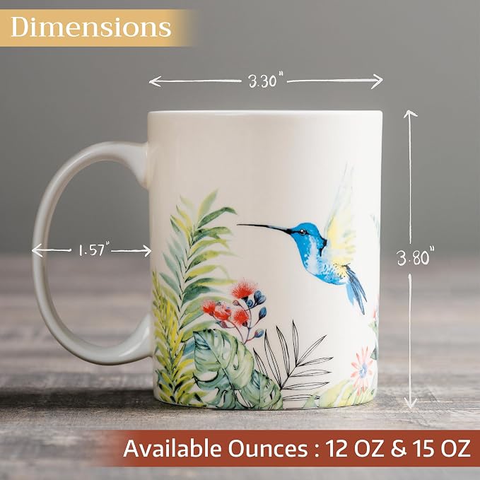 Maison d' Hermine Coffee Mug with Handles Tea Cups (15 Ounce, Pack of 2) | Fine Bone China Coffee Mugs for Hot Beverages Cappuccino Latte Home Restaurant Hotel Spring Summer -Tropiques - Image 4