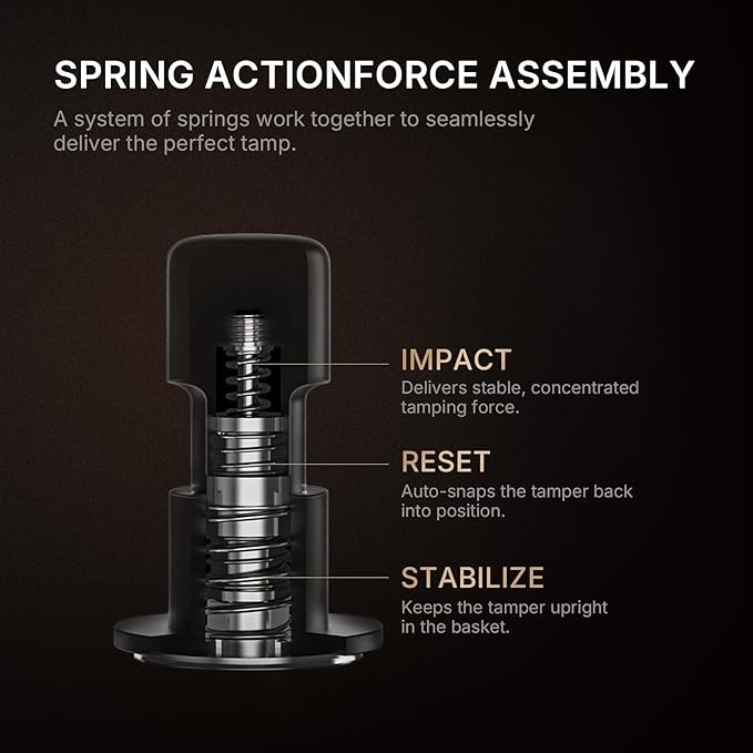 TIMEMORE 58mm Espresso Tamper - Stainless Steel & Aluminum Impulse Impact Coffee Accessories with Sound Feedback for Barista, Spring-Loaded Hand Tamper Tool Fits 58mm Portafilter (4 Springs Included)