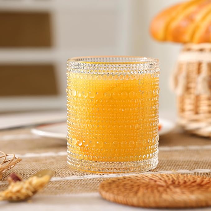 Moretoes Vintage Hobnail Drinking Glasses Set of 12 | 15 Oz Highball Glasses & 10 Oz Cocktail Glasses, Glass Cups Kitchen Bar Tumbler Glassware Set for Whiskey, Beer, Juice, Milk - Image 4