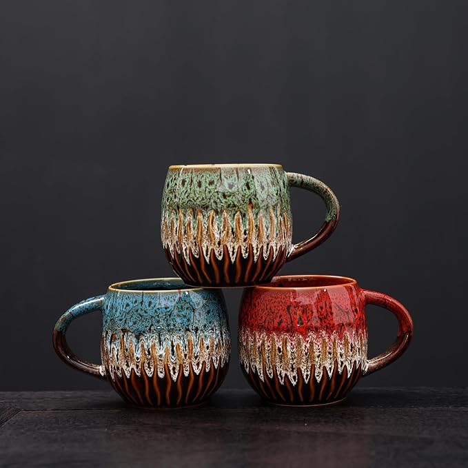 20 oz Large Ceramic Coffee Mug,Creative Handcrafted Reactive Glaze Coffee Cups Suitable for Home and Office Use,Dishwasher & Microwave Safe,Novelty Pottery Mug for Coffee Lovers Gift (red) - Image 4