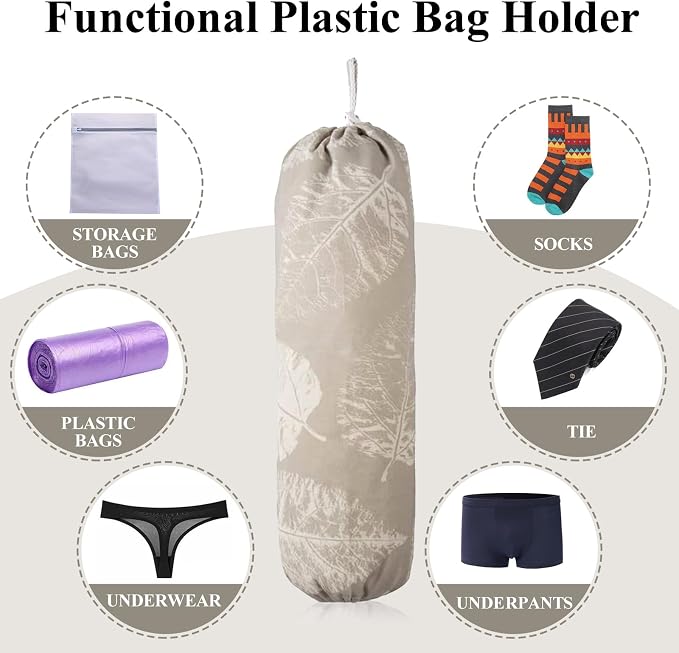 Plastic Bag Holder, Wall Mount Plastic Bag Organizer Dispenser, Heavy Duty Grocery Bag Storage Holder for Home Kitchen Camper (Tablet Leaves) - Image 4